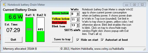 Download web tool or web app Notebook battery Drain Meter