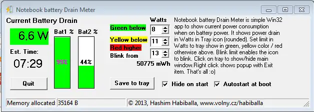 ดาวน์โหลดเครื่องมือเว็บหรือเว็บแอพ Notebook Battery Drain Meter