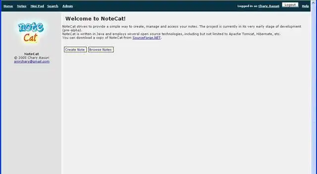 Загрузите веб-инструмент или веб-приложение NoteCat