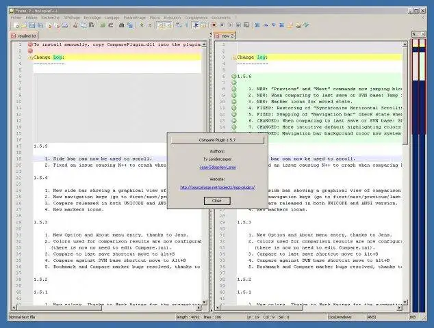 Télécharger l'outil Web ou l'application Web Notepad ++ Comparer le plugin