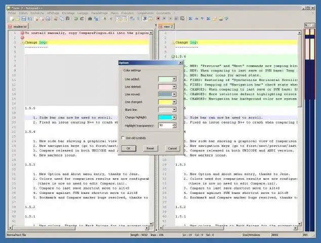 Descargue la herramienta web o la aplicación web Notepad ++ Compare plugin