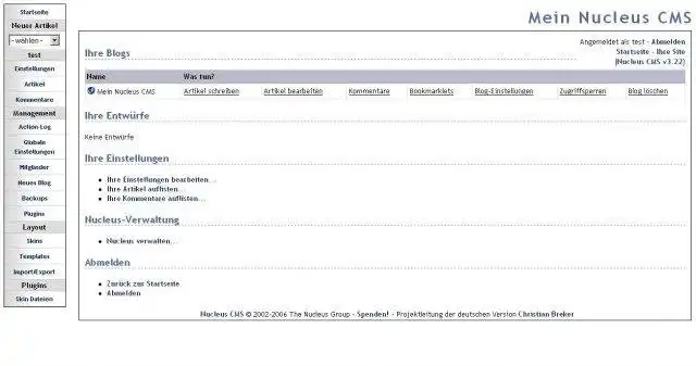 Download web tool or web app Nucleus CMS (Deutsche Version)