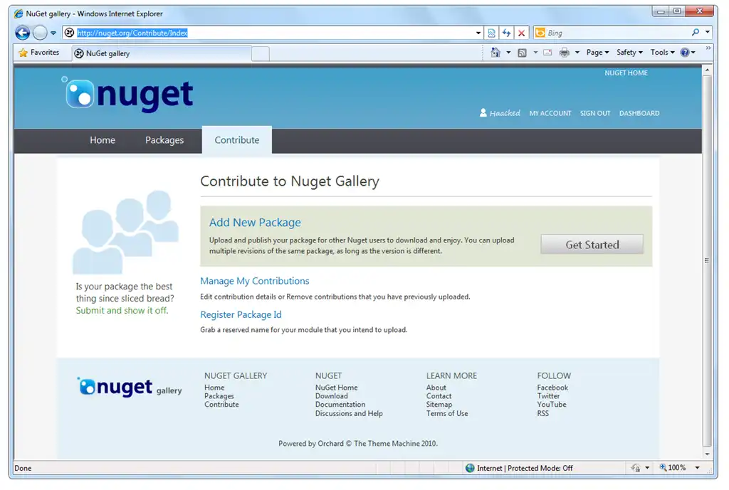 ดาวน์โหลดเครื่องมือเว็บหรือเว็บแอป NuGet Gallery