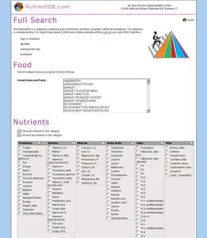 Download web tool or web app NutrientDB