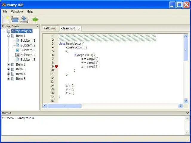 Download de webtool of webapp Nutty IDE: A Squirrel Language IDE