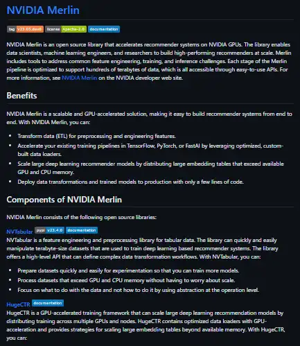 웹 도구 또는 웹 앱 NVIDIA Merlin 다운로드