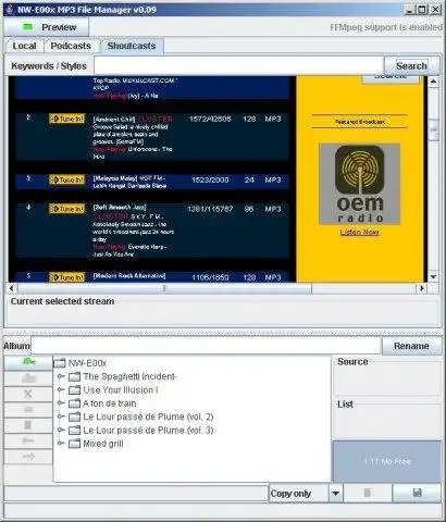 Scarica lo strumento web o l'app web NW-E00x Mp3 File Manager