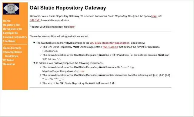Download web tool or web app OAI-PMH Static Repository Gateway