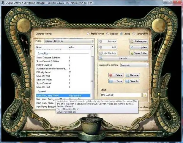 Download web tool or web app Oblivion Savegame Manager