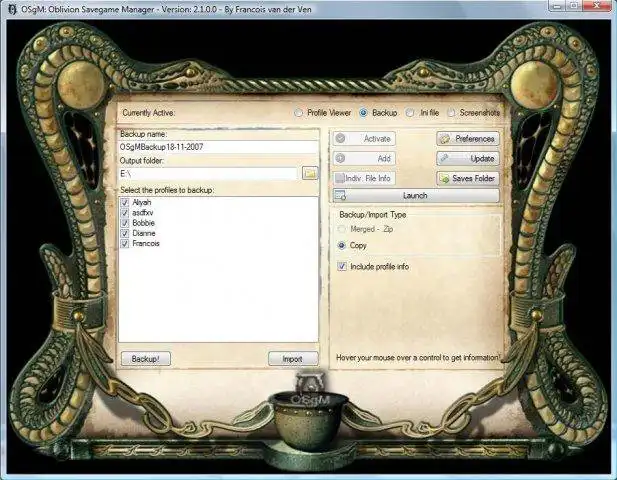 Download web tool or web app Oblivion Savegame Manager to run in Windows online over Linux online