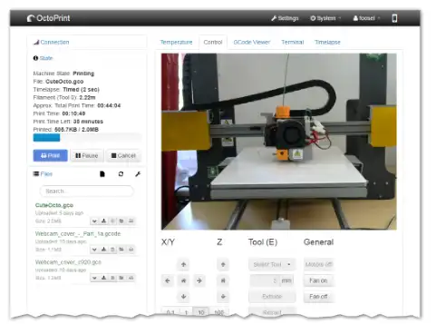 Загрузите веб-инструмент или веб-приложение OctoPrint