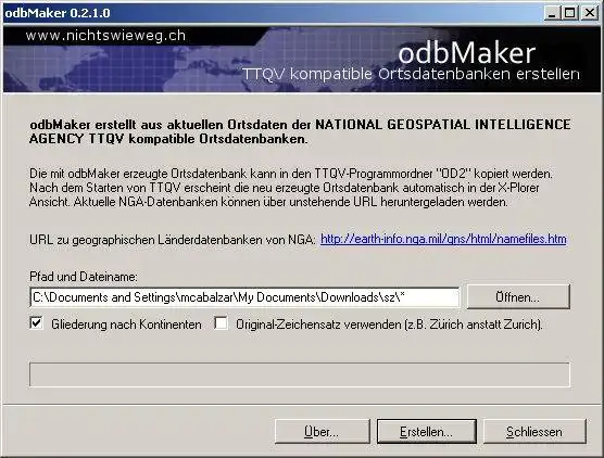 Web ツールまたは Web アプリ odbMaker をダウンロードして、オンライン Linux ではなくオンライン Windows で実行します