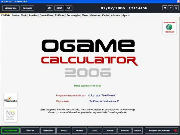 लिनक्स ऑनलाइन पर विंडोज ऑनलाइन चलाने के लिए वेब टूल या वेब ऐप OGAME CALCULATOR 2006 डाउनलोड करें