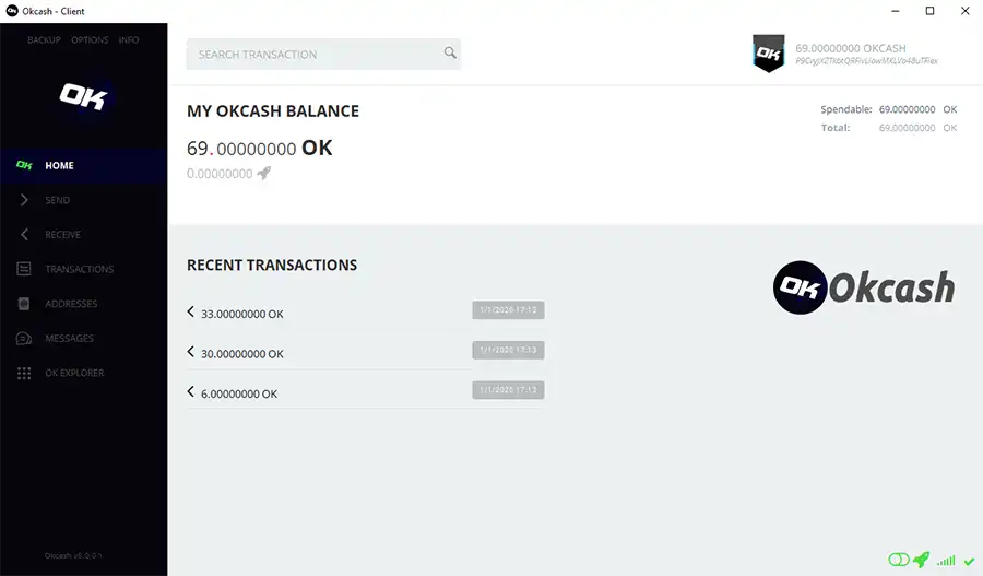 Download web tool or web app Okcash