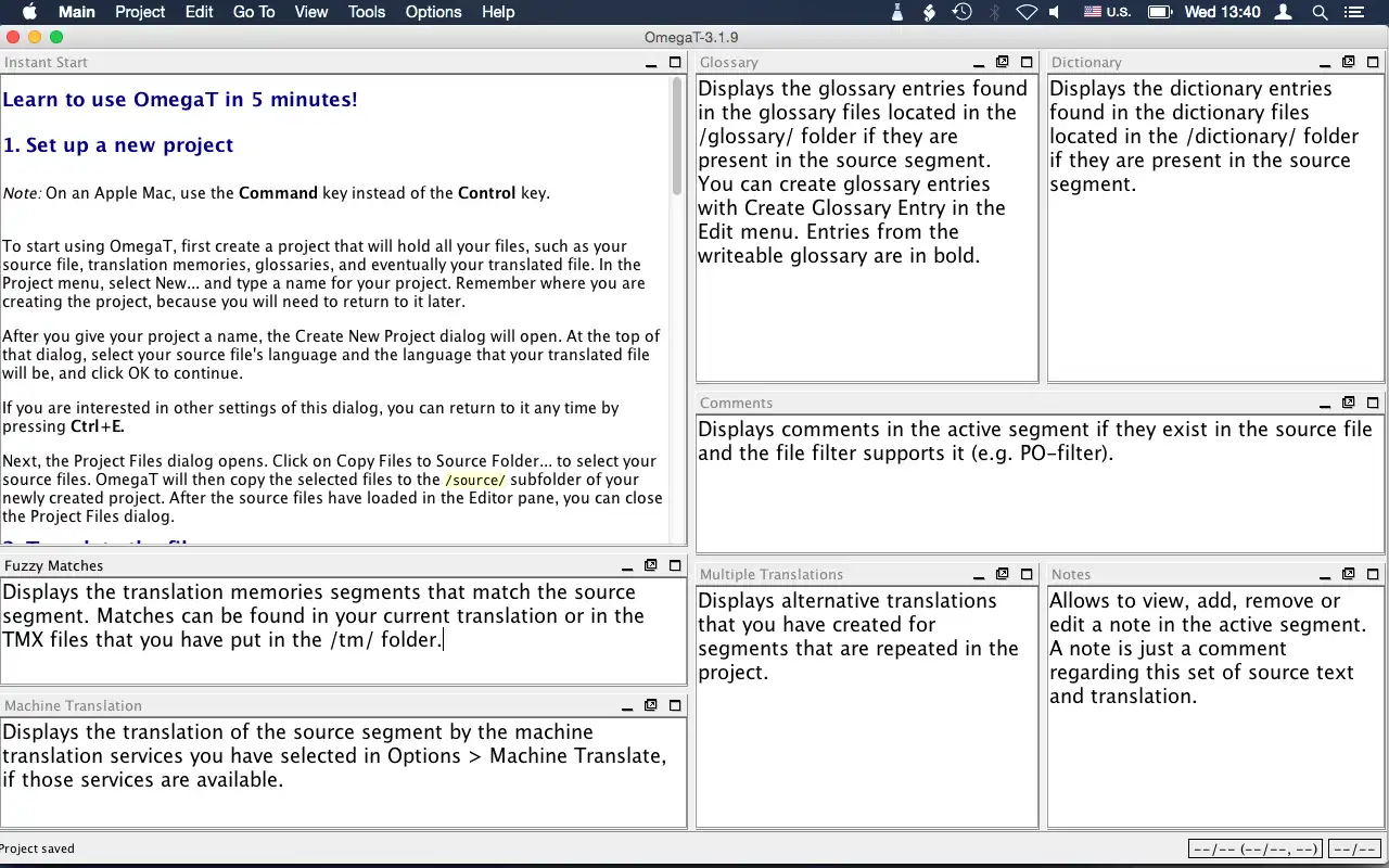 Mag-download ng web tool o web app OmegaT - multiplatform CAT tool