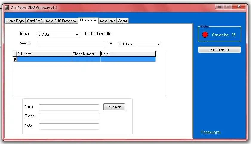 Download web tool or web app Onefreeze SMS Gateway