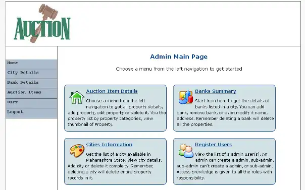 Download web tool or web app Online Auction System