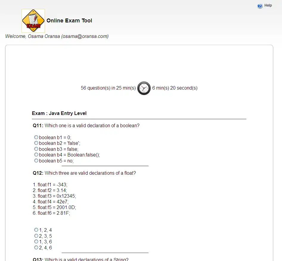 Download web tool or web app Online Exam System