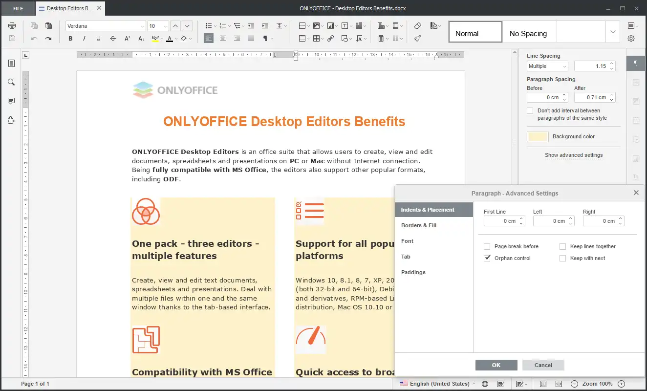 Scarica lo strumento web o l'app web ONLYOFFICE Desktop Editors