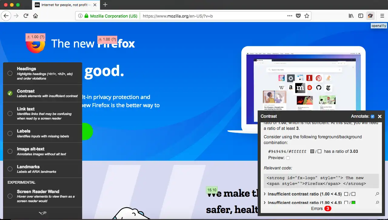 Download web tool or web app Opena11y