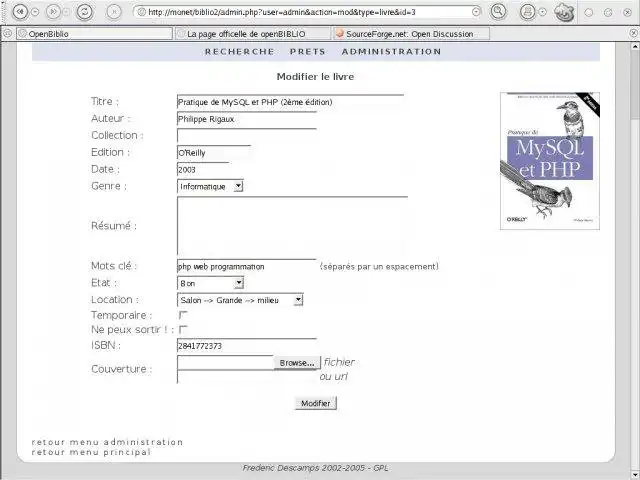 Download web tool or web app Open Biblio