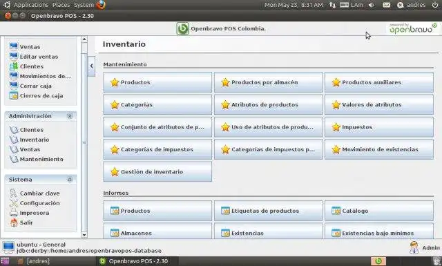 Unduh alat web atau aplikasi web Openbravo POS Colombia Escuela Colombian