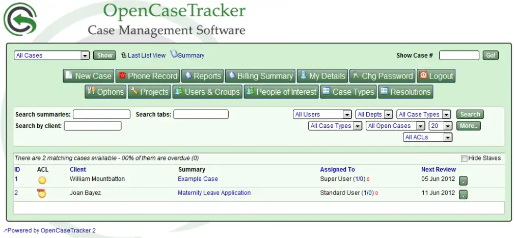 Download web tool or web app OpenCaseTracker