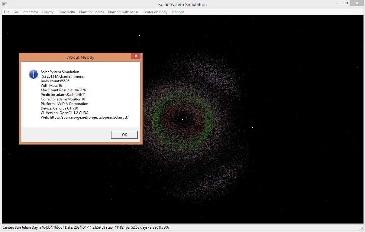 Download web tool or web app OpenCL(tm) Solar System Simulation to run in Windows online over Linux online
