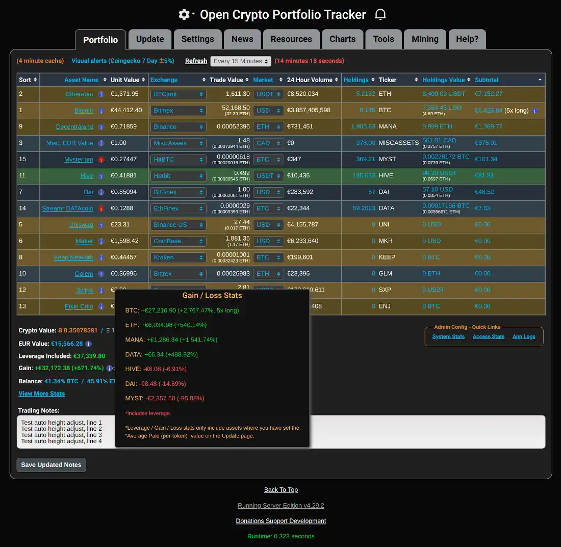 Загрузите веб-инструмент или веб-приложение Open Crypto Portfolio Tracker