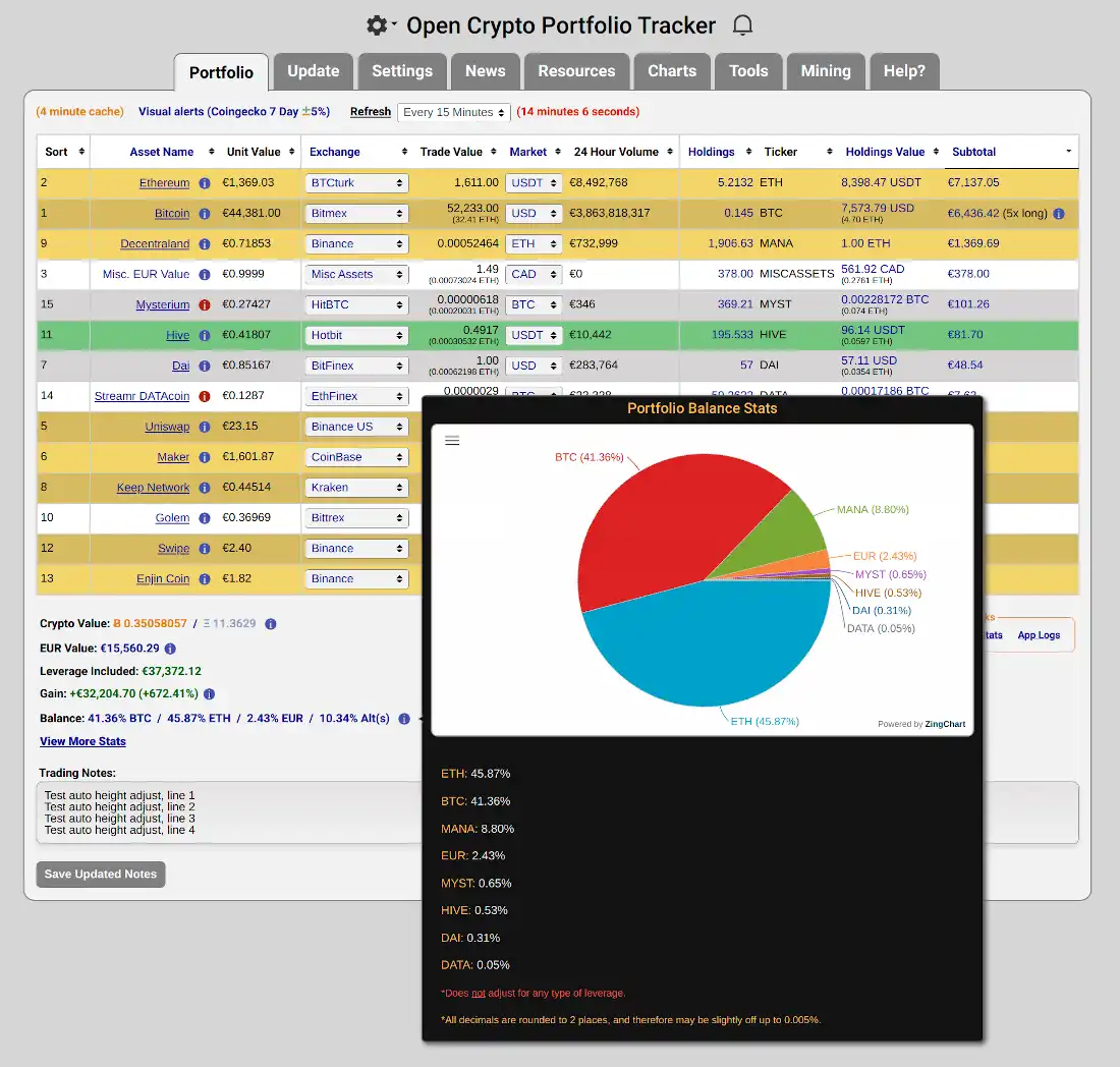 Download web tool or web app Open Crypto Portfolio Tracker