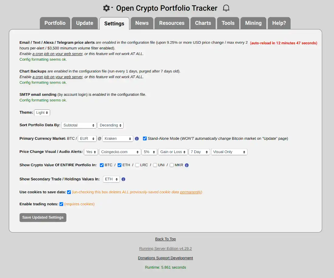 Télécharger l'outil Web ou l'application Web Open Crypto Portfolio Tracker