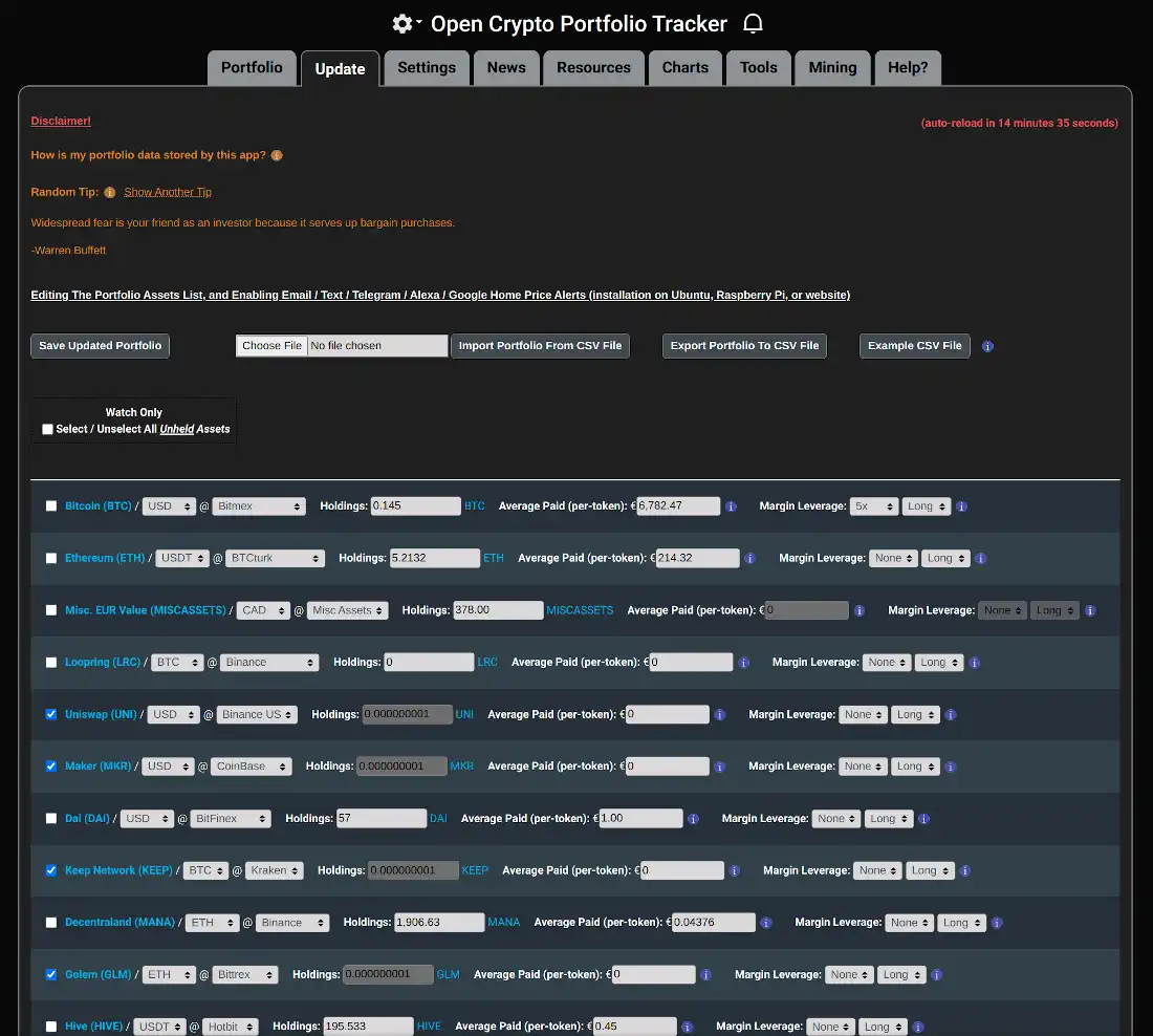 ดาวน์โหลดเครื่องมือเว็บหรือเว็บแอป Open Crypto Tracker