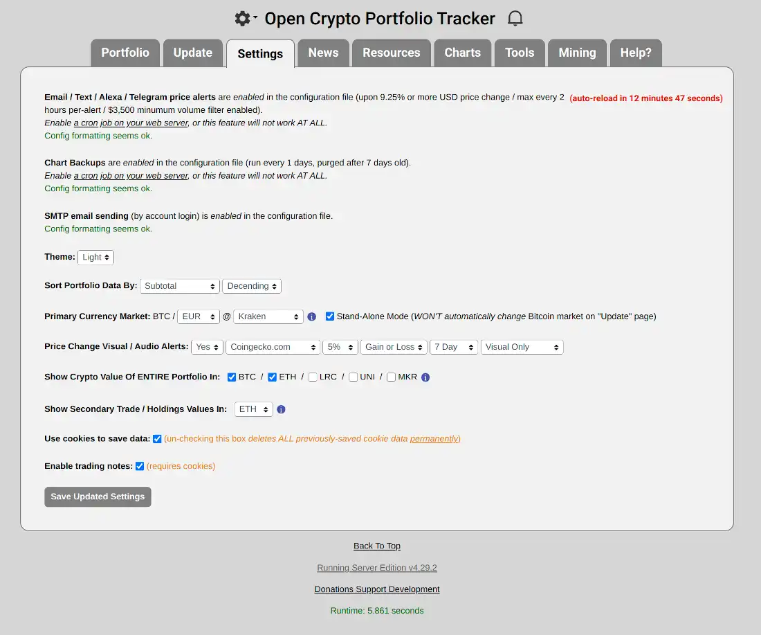 ดาวน์โหลดเครื่องมือเว็บหรือเว็บแอป Open Crypto Tracker