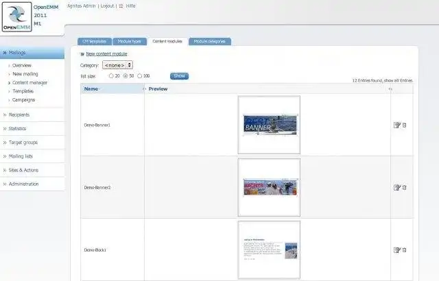 Download web tool or web app OpenEMM e-mail  marketing automation