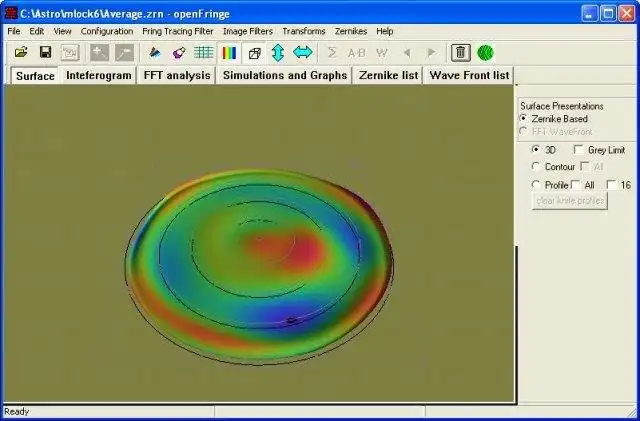 Download web tool or web app OpenFringe Interferogram mirror analysis