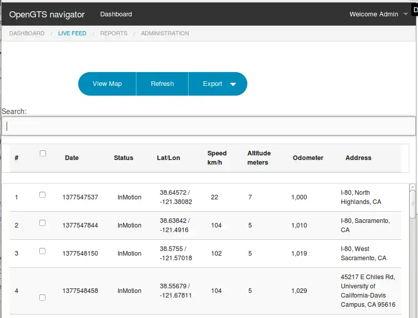 Muat turun alat web atau aplikasi web OpenGTS Navigator