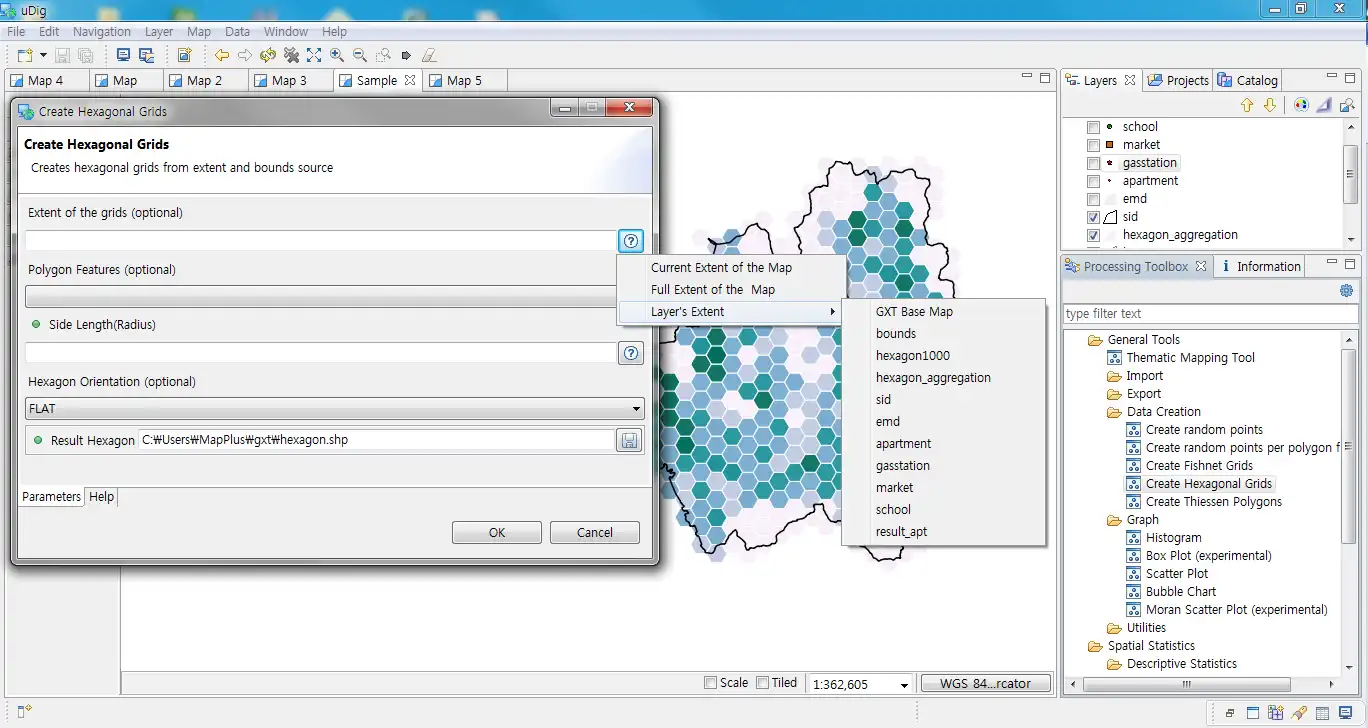 웹 도구 또는 웹 앱 다운로드 OpenGXT - Geopatial Analysis Tools