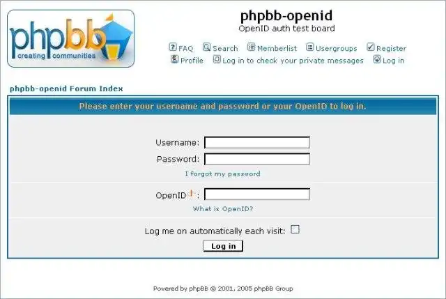phpBB-യ്‌ക്കായി വെബ് ടൂൾ അല്ലെങ്കിൽ വെബ് ആപ്പ് OpenID ഡൗൺലോഡ് ചെയ്യുക