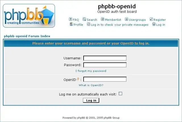 Скачать веб-инструмент или веб-приложение OpenID для phpBB