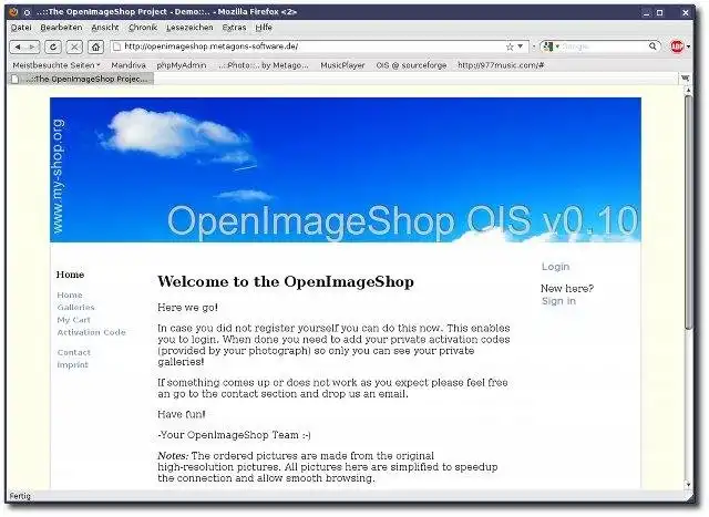 Download web tool or web app OpenImageShop - yet another webshop