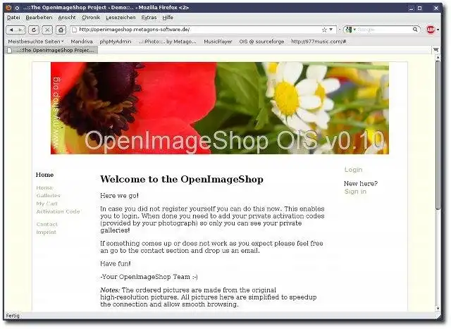Загрузите веб-инструмент или веб-приложение OpenImageShop - еще один интернет-магазин