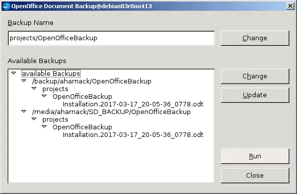 Download web tool or web app OpenOfficeBackup