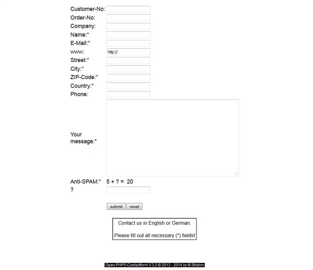 Download web tool or web app Open-PHP5-Contactform