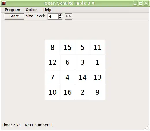 Download web tool or web app Open Schulte table