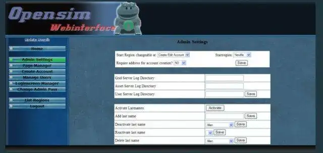 Download web tool or web app OpenSim Web Interface (Redux)