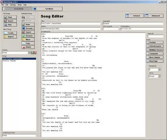 Download web tool or web app OpenSong