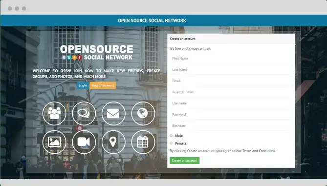 Muat turun alat web atau apl web opensource-socialnetwork