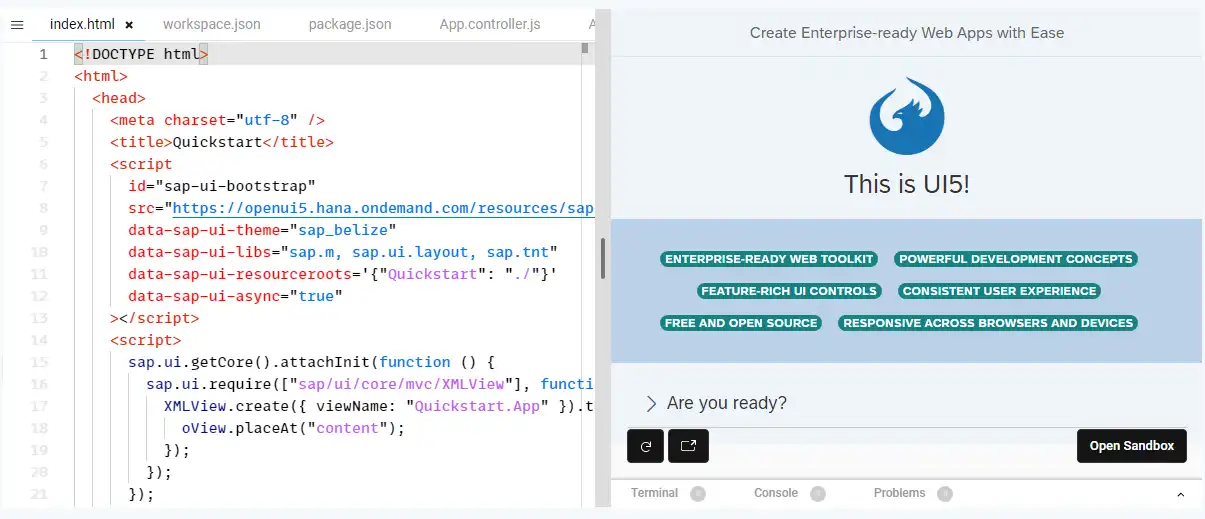 ดาวน์โหลดเครื่องมือเว็บหรือเว็บแอป OpenUI5