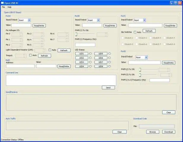 Descargue la herramienta web o la aplicación web Open-USB-IO board para ejecutar Windows en línea sobre Linux en línea