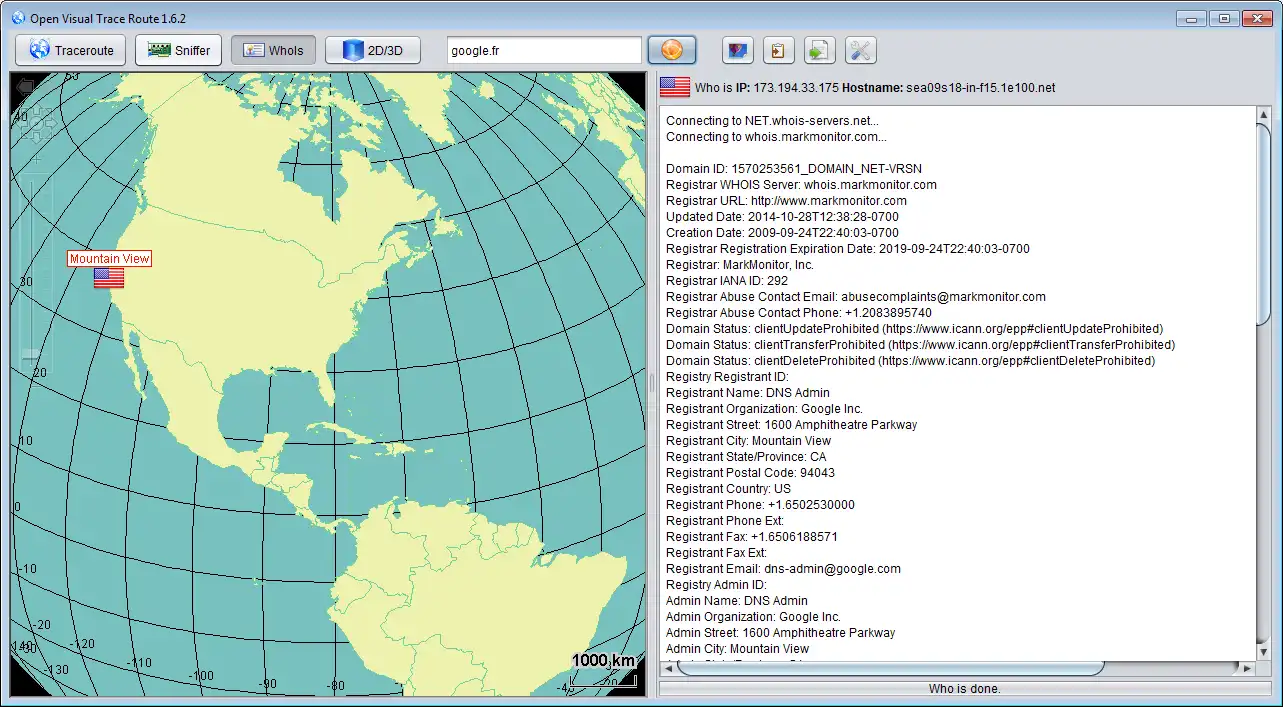 Загрузите веб-инструмент или веб-приложение Open Visual Traceroute